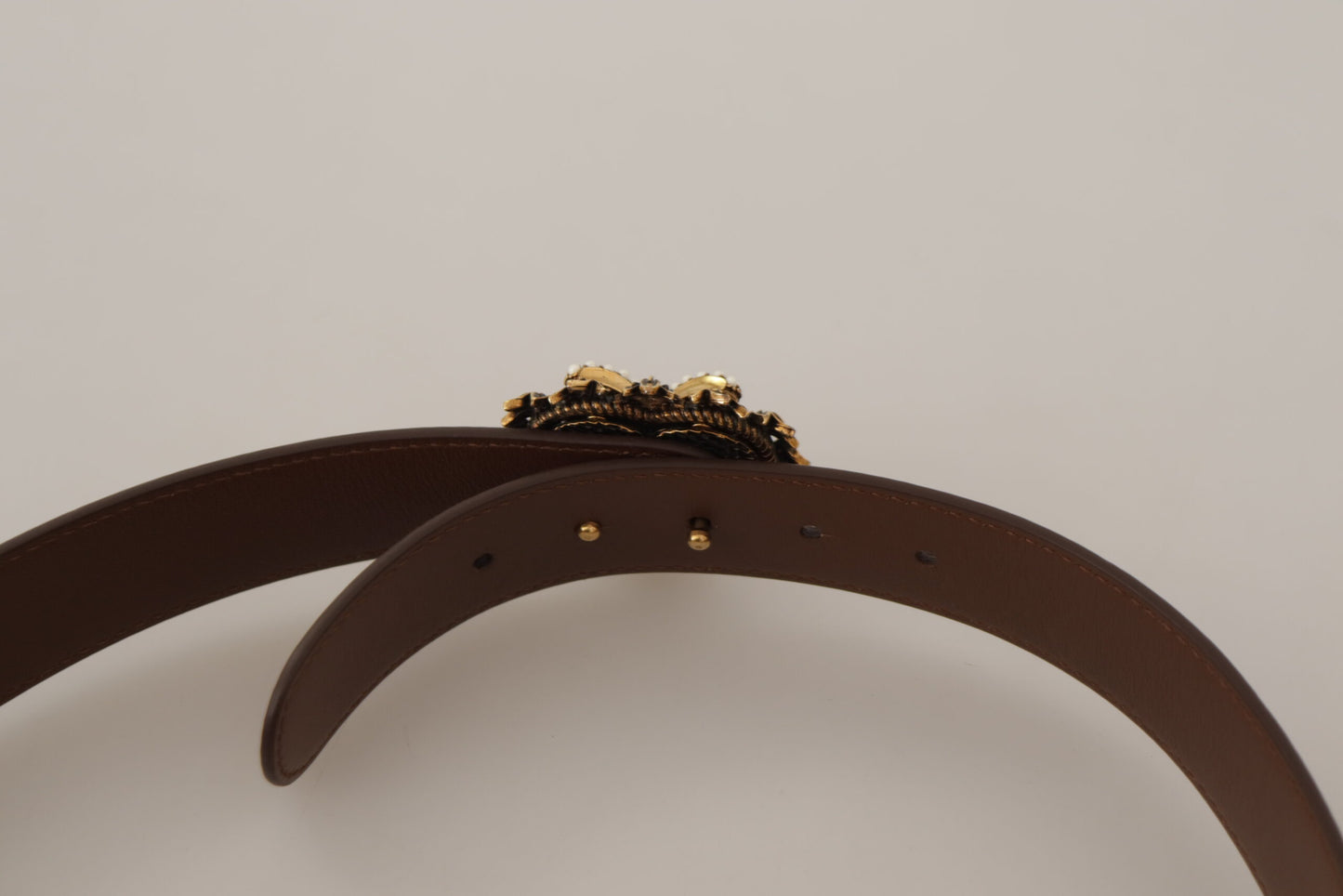 Dolce & Gabbana Elegant Leather Belt with Gold Heart Buckle