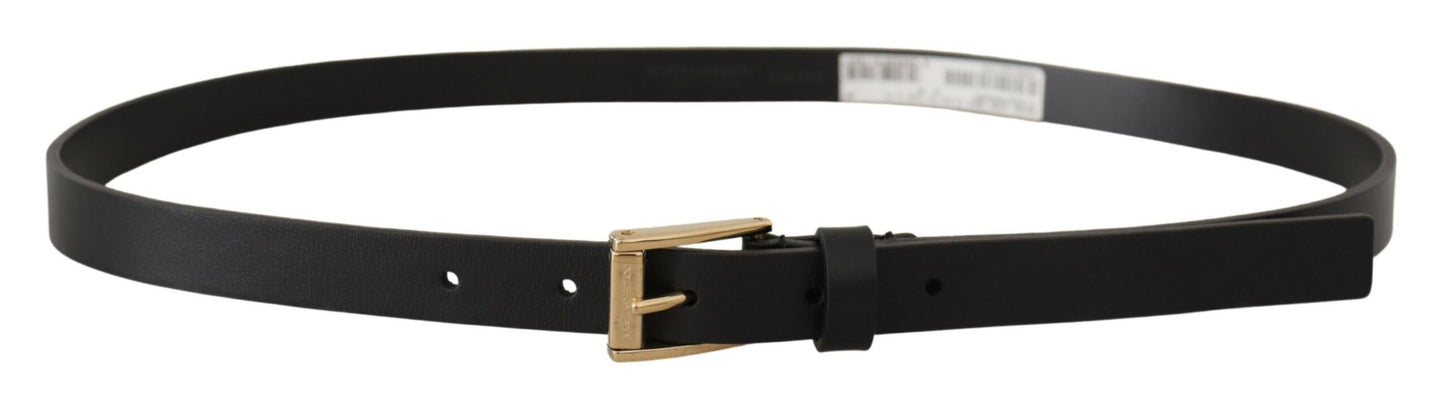 Dolce & Gabbana Chic Black Leather Logo Buckle Belt