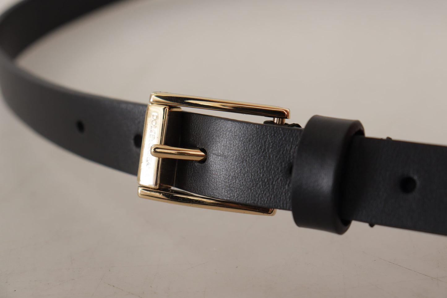 Dolce & Gabbana Chic Black Leather Logo Buckle Belt