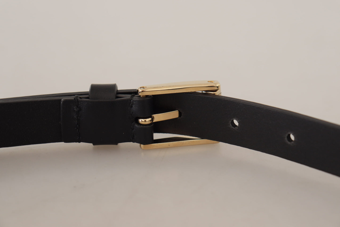 Dolce & Gabbana Chic Black Leather Logo Buckle Belt