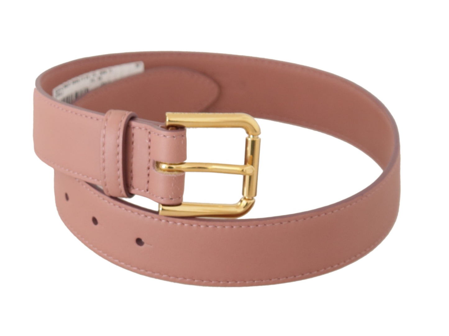 Dolce & Gabbana Elegant Pink Leather Belt with Engraved Buckle