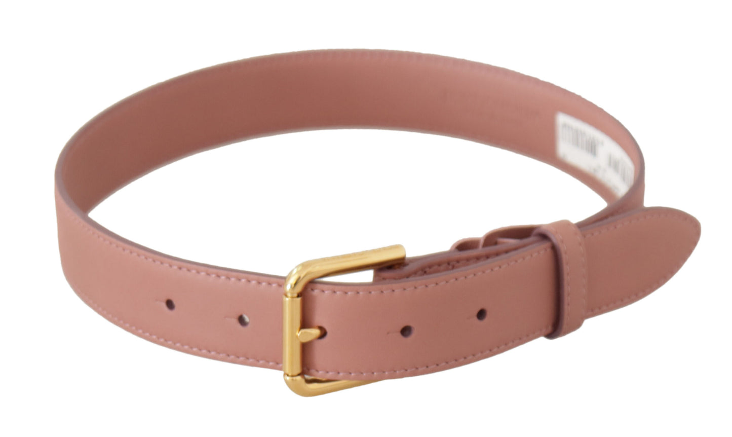 Dolce & Gabbana Elegant Pink Leather Belt with Engraved Buckle