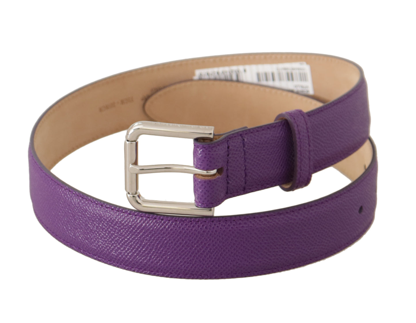 Dolce & Gabbana Elegant Purple Leather Belt with Logo Buckle