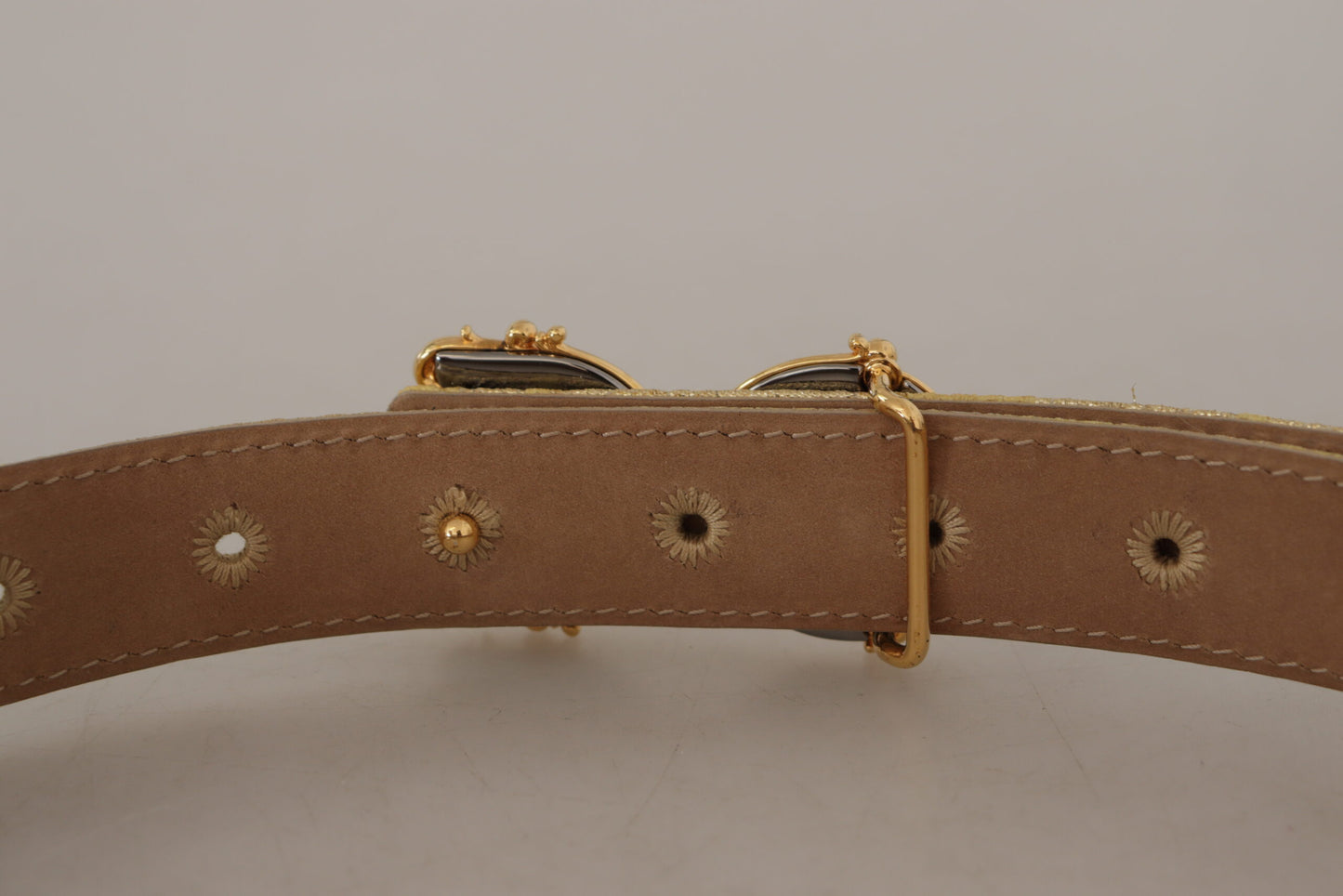 Dolce & Gabbana Elegant Gold-Tone Leather Belt