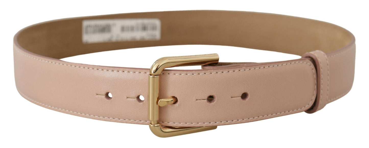 Dolce & Gabbana Elegant Light Pink Leather Belt