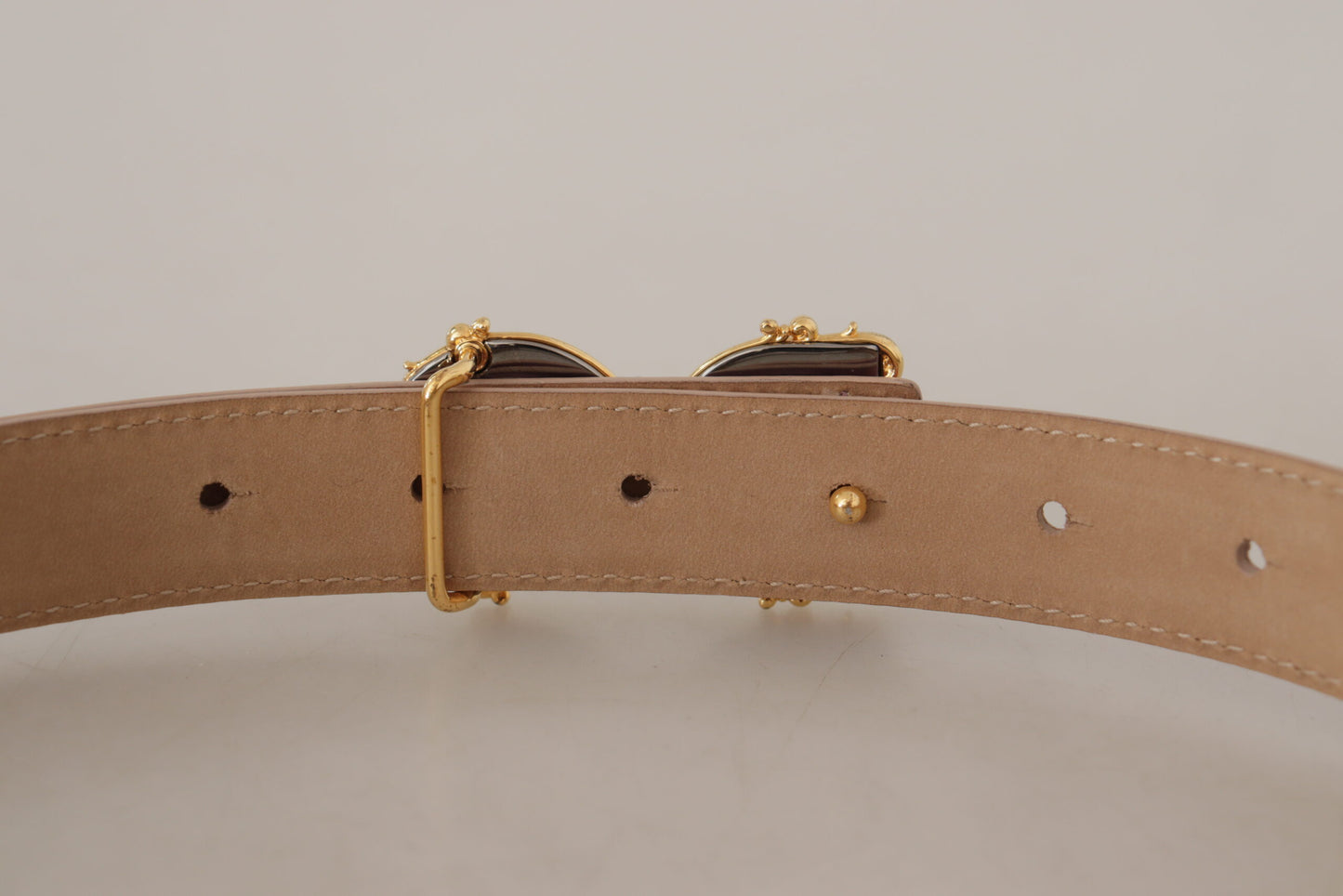 Dolce & Gabbana Elegant Pink Leather Belt with Logo Buckle