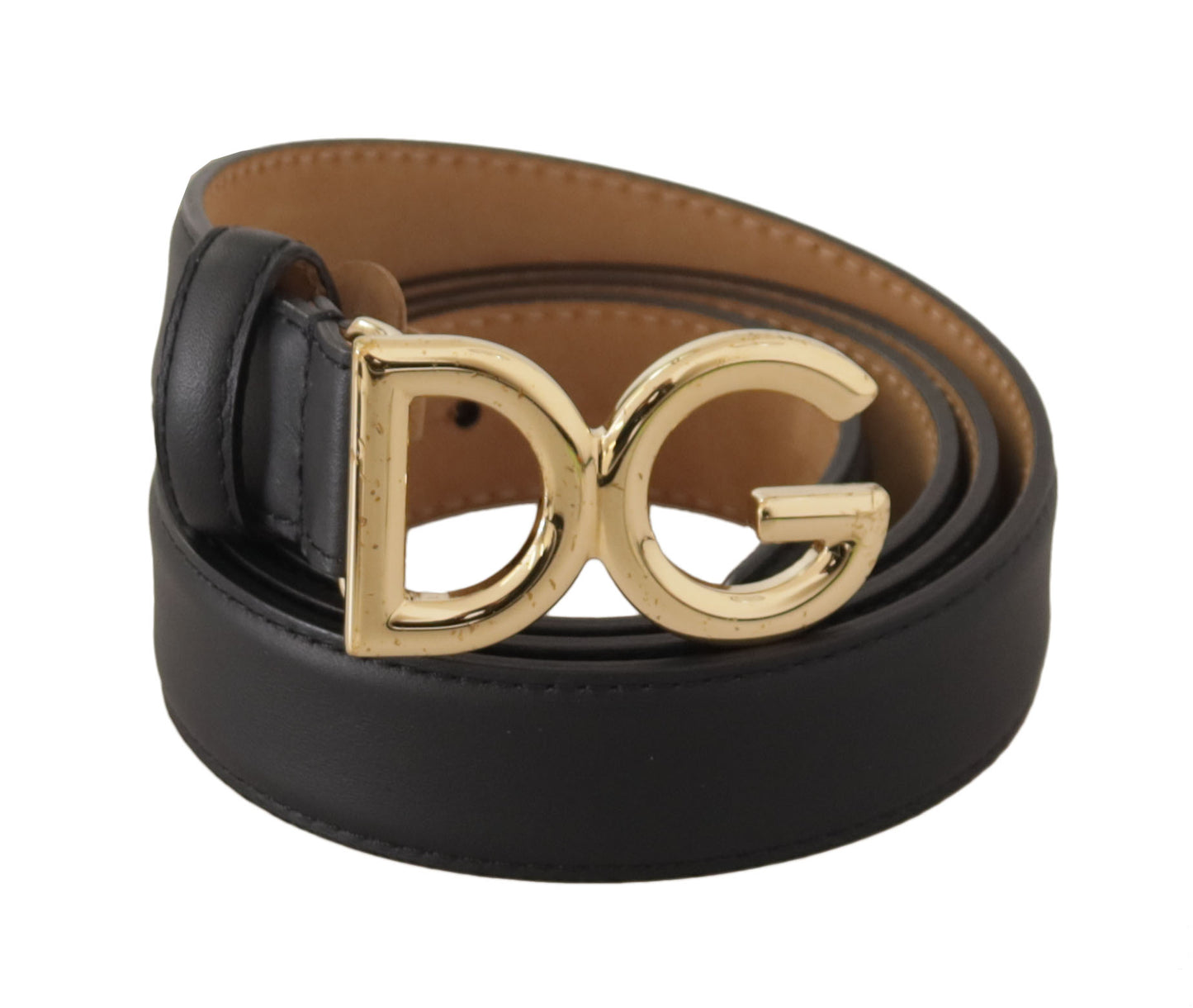 Dolce & Gabbana Elegant Black Leather Belt with Logo Buckle