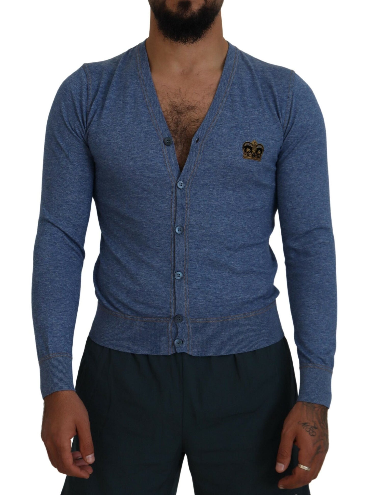 Dolce & Gabbana Elegant Blue Cotton Cardigan Sweater