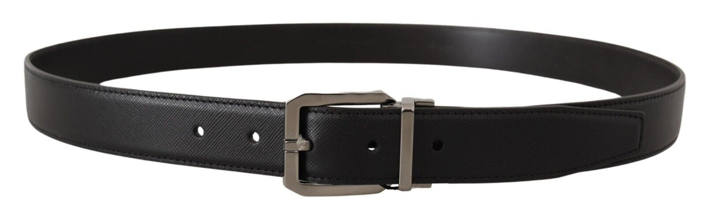 Dolce & Gabbana Elegant Black Leather Belt with Metal Buckle