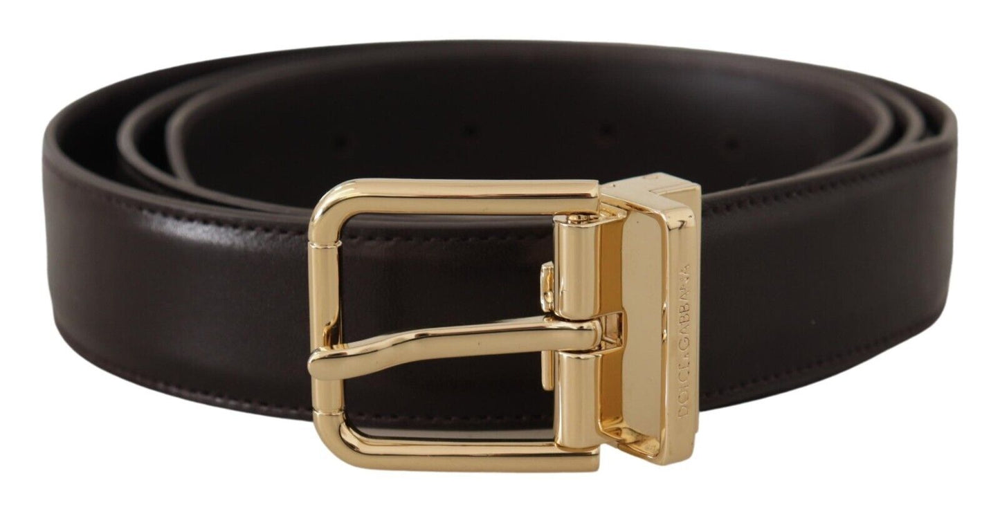 Dolce & Gabbana Elegant Dark Brown Leather Belt