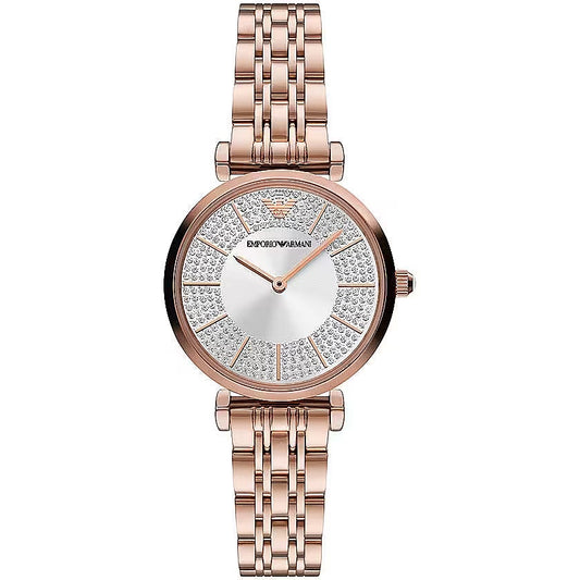 Emporio Armani Elegant Pink Bronze Timepiece with Crystals