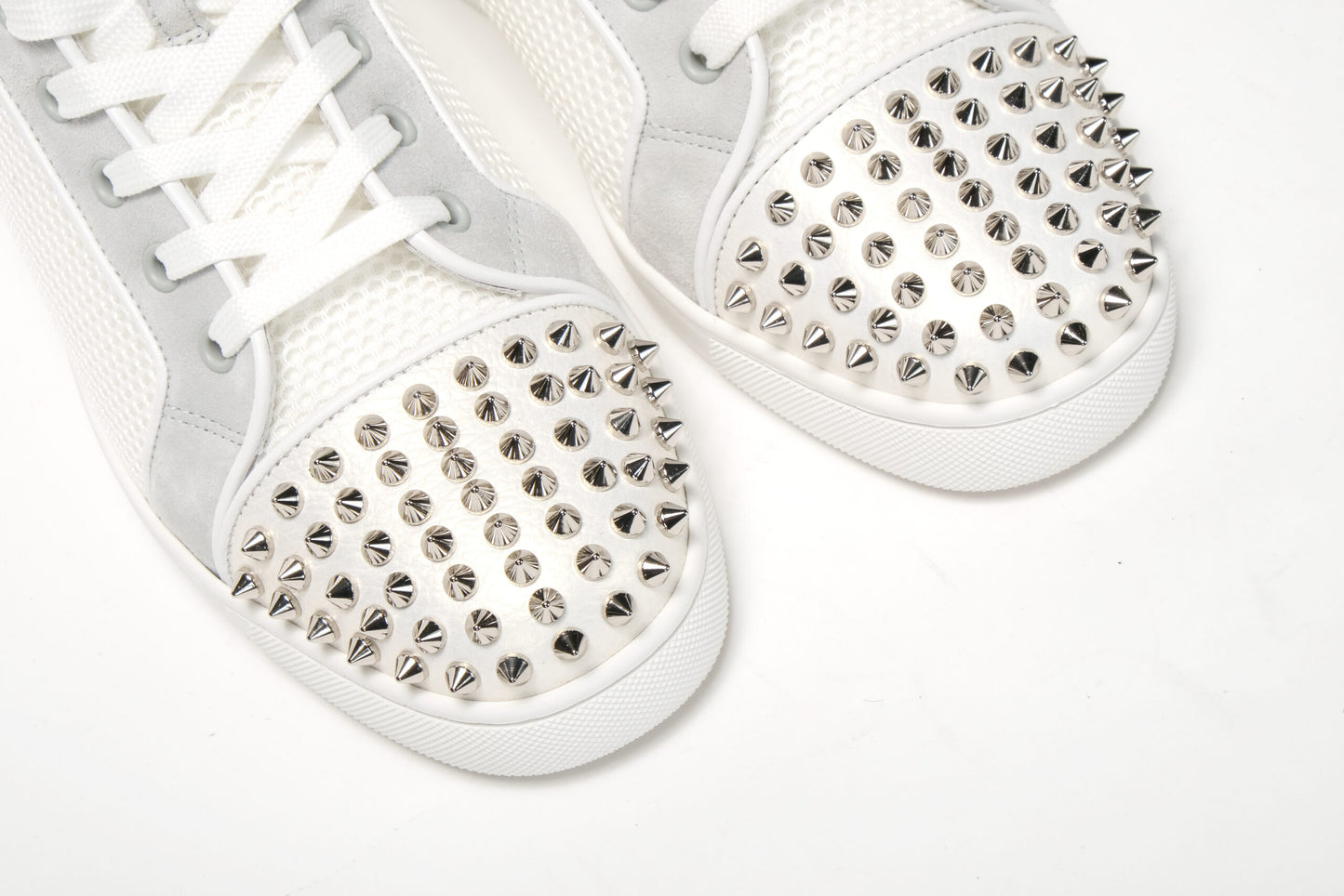 Christian Louboutin Bianco Version Lou Spikes Orlato Flat Shoes