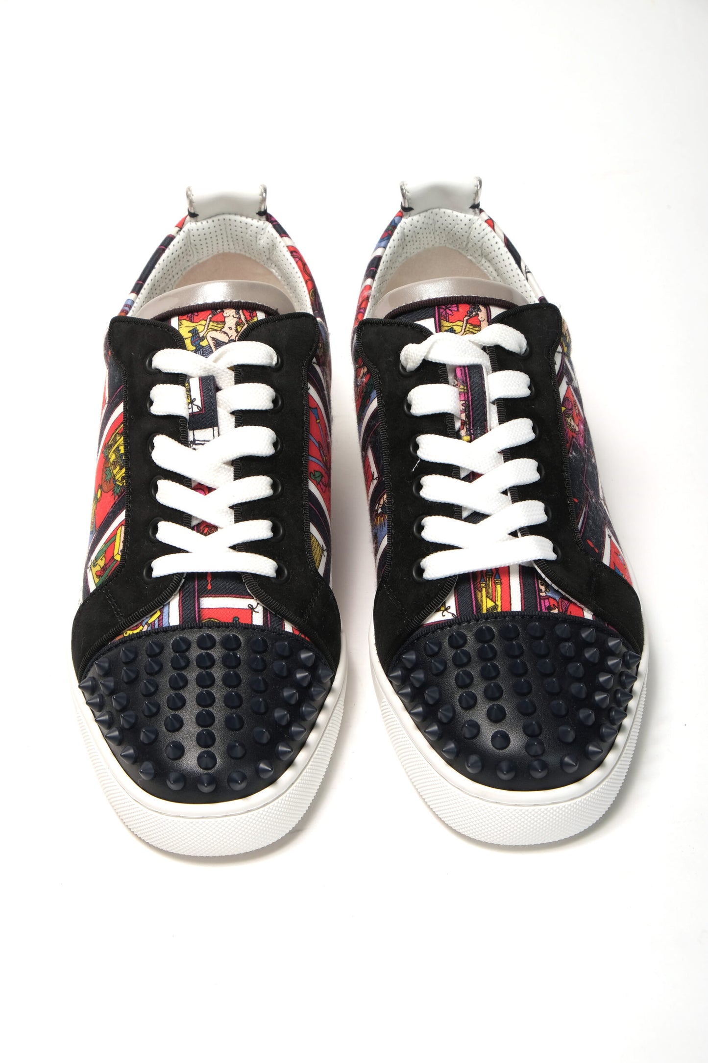 Christian Louboutin Black Multi/Marine Mat Louis Junior Spikes Shoes