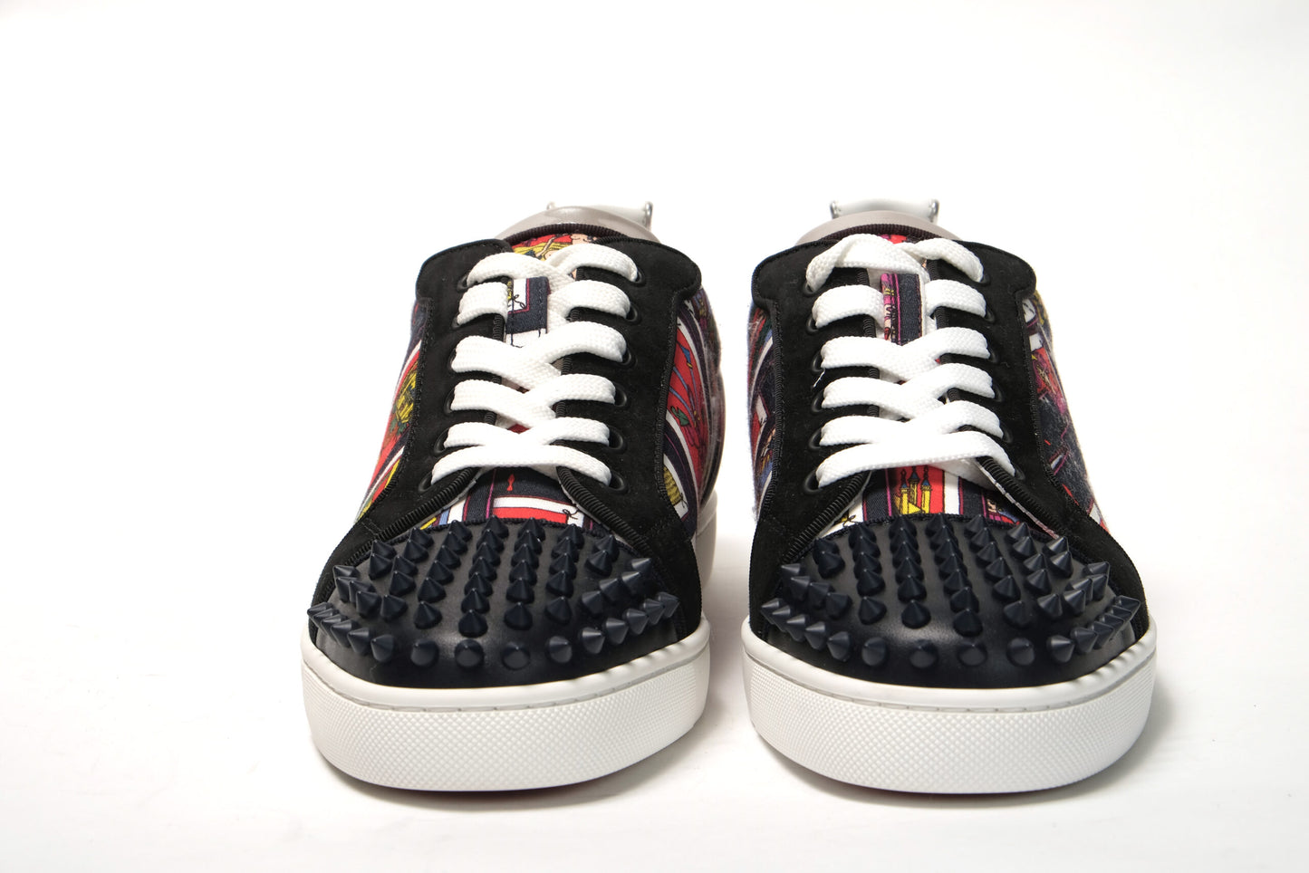 Christian Louboutin Black Multi/Marine Mat Louis Junior Spikes Shoes