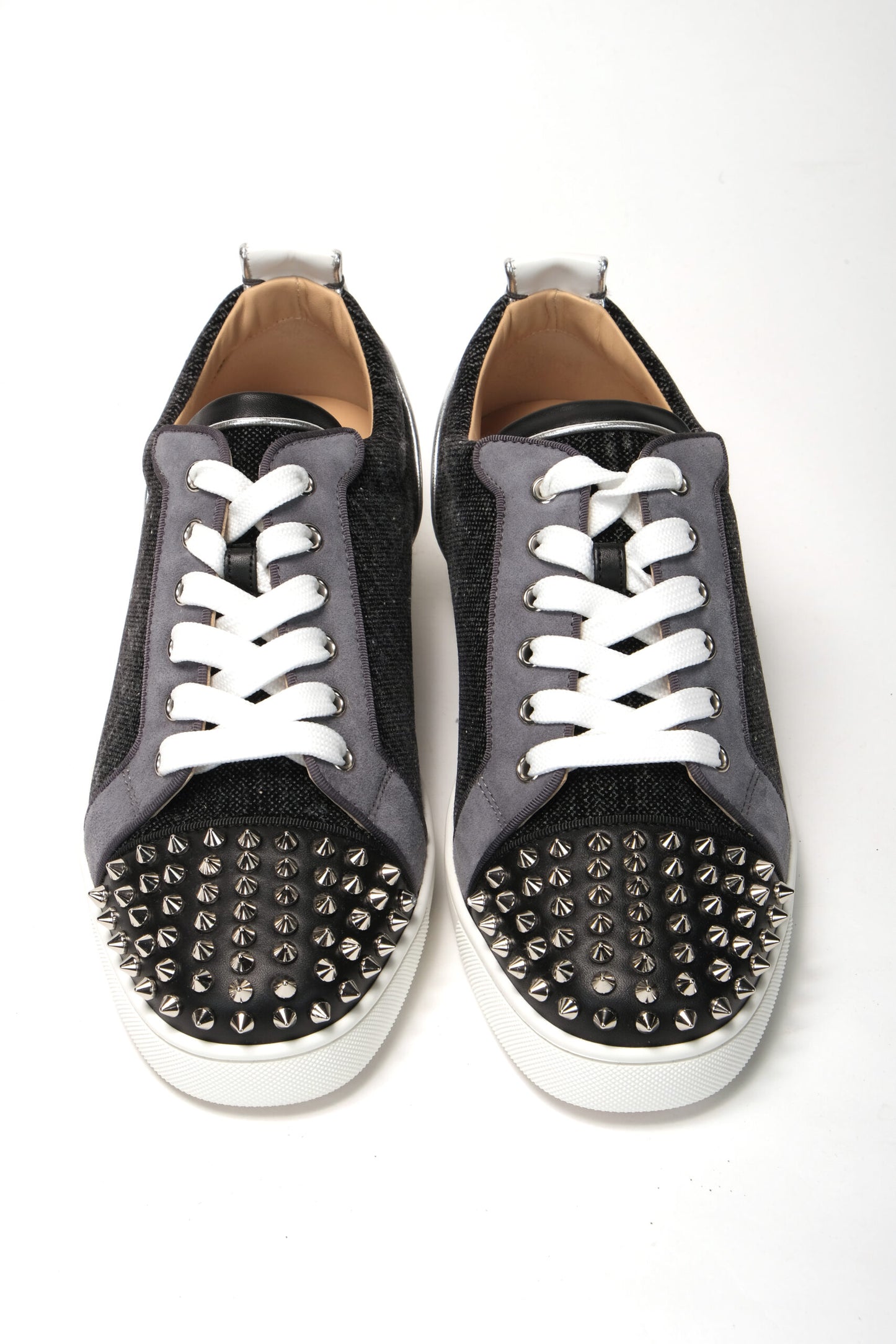 Christian Louboutin Black/Silver Version Louis Junior Spikes Shoes