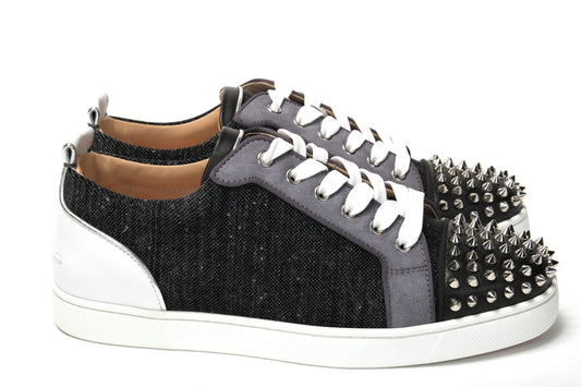 Christian Louboutin Black/Silver Version Louis Junior Spikes Shoes