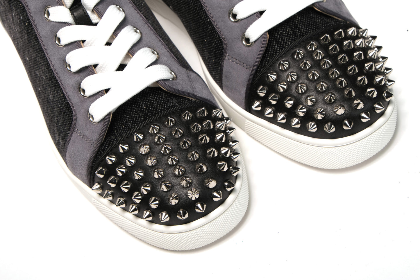 Christian Louboutin Black/Silver Version Louis Junior Spikes Shoes