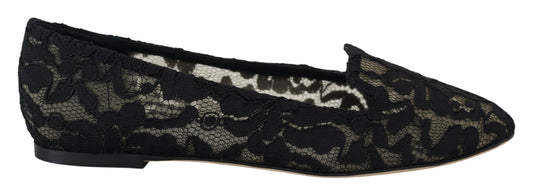 Dolce & Gabbana Elegant Black Lace Flat Shoes