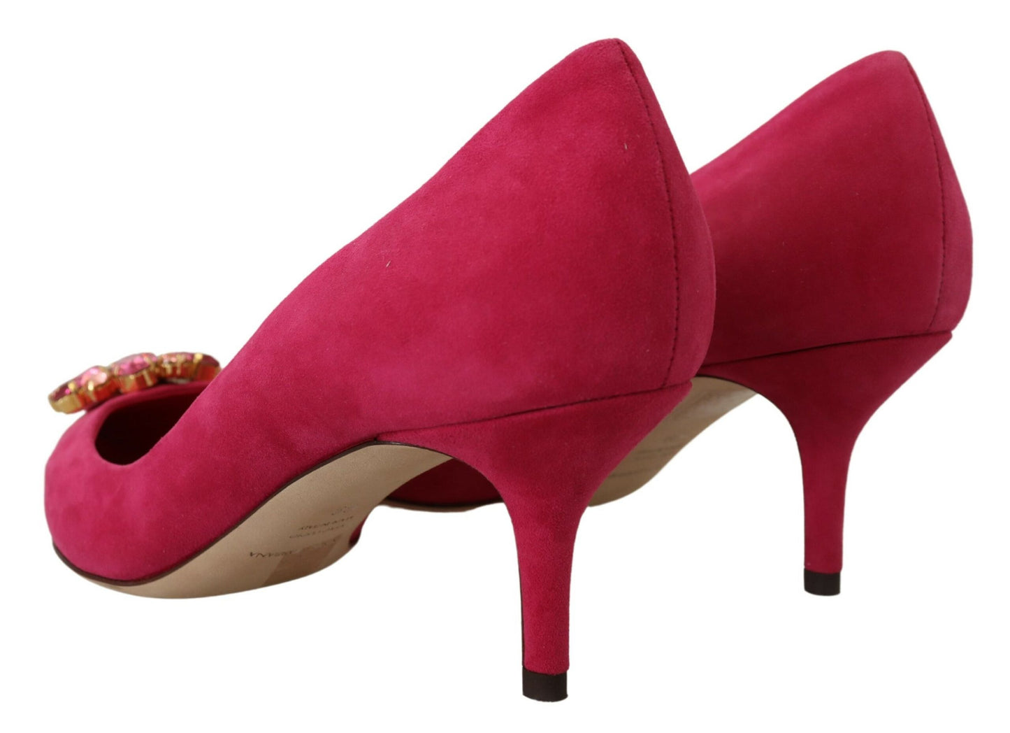 Dolce & Gabbana Elegant Pink Suede Pumps with Crystal Embellishments