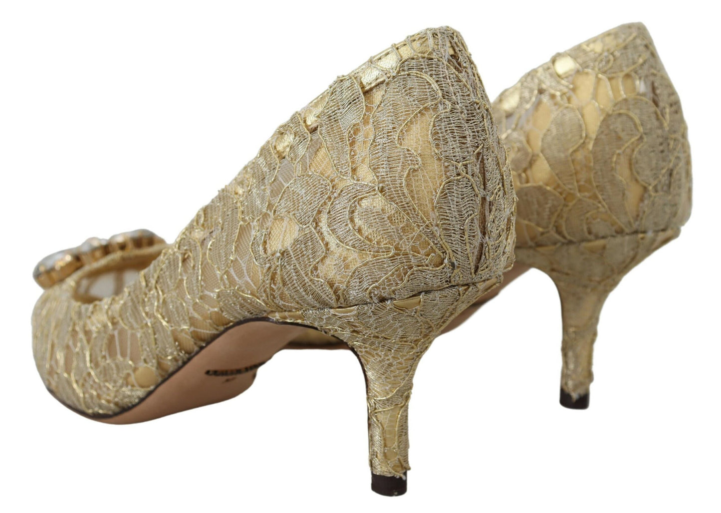 Dolce & Gabbana Radiant Gold Lace Crystals Heels