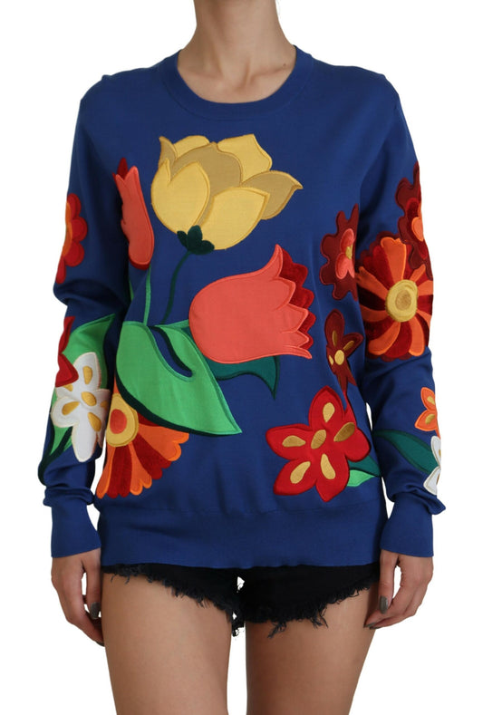 Dolce & Gabbana Elegant Floral Silk-Cotton Sweater