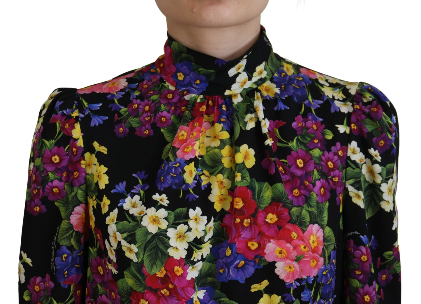 Dolce & Gabbana Silk Stretch Multicolor Turtleneck Sweater