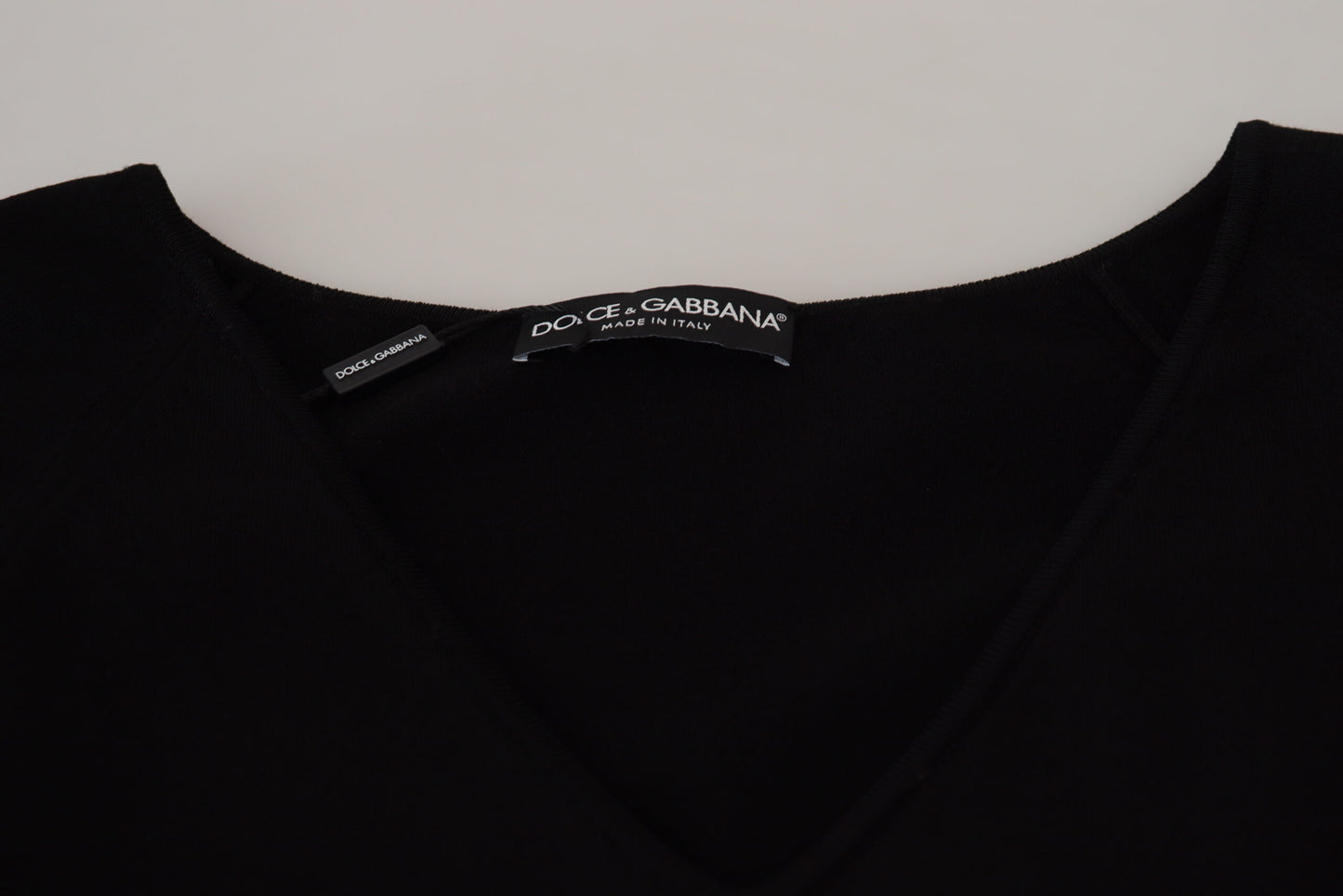 Dolce & Gabbana Elegant V-Neck Black Pullover Sweater