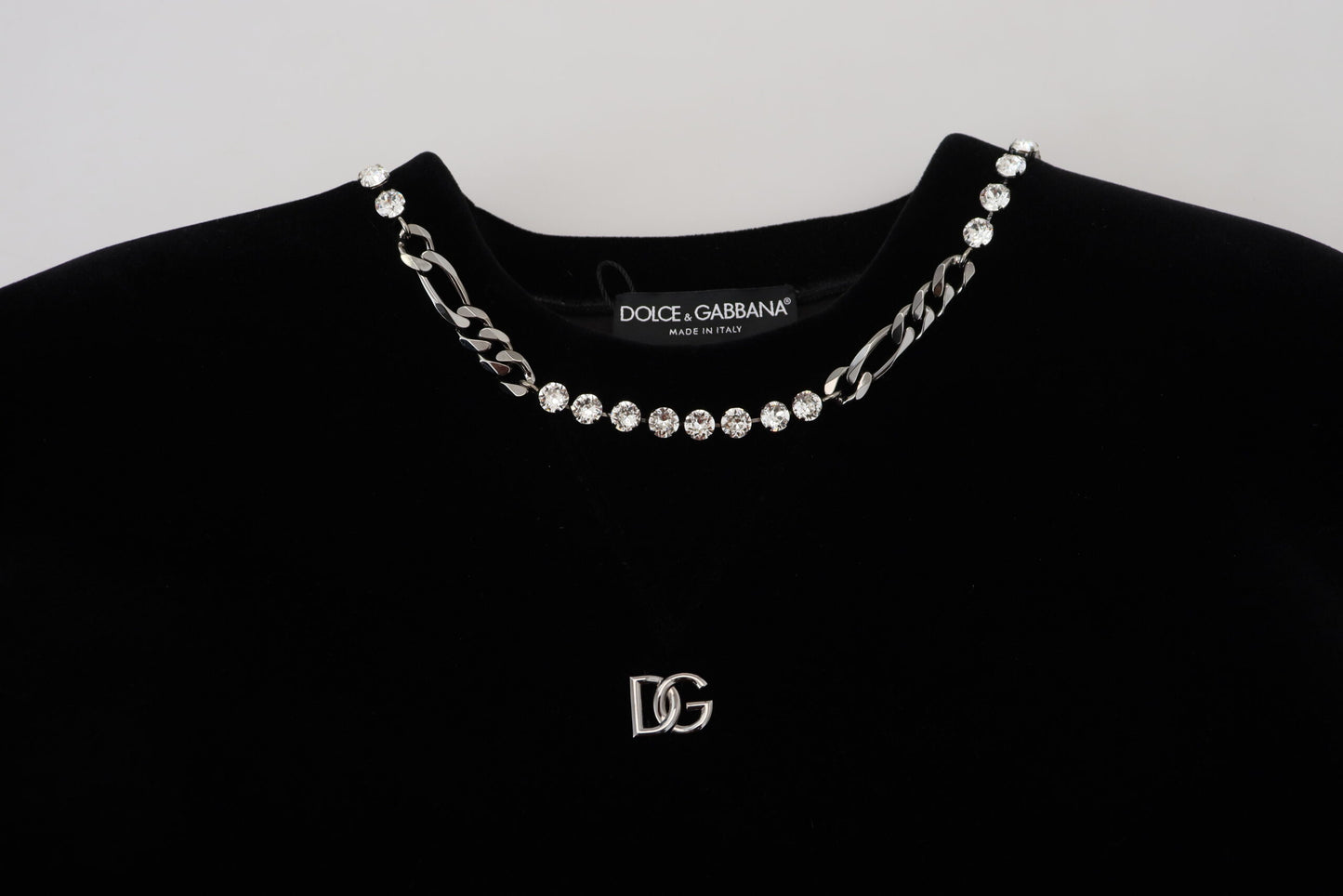 Dolce & Gabbana Elegant Crystal Embellished Black Pullover