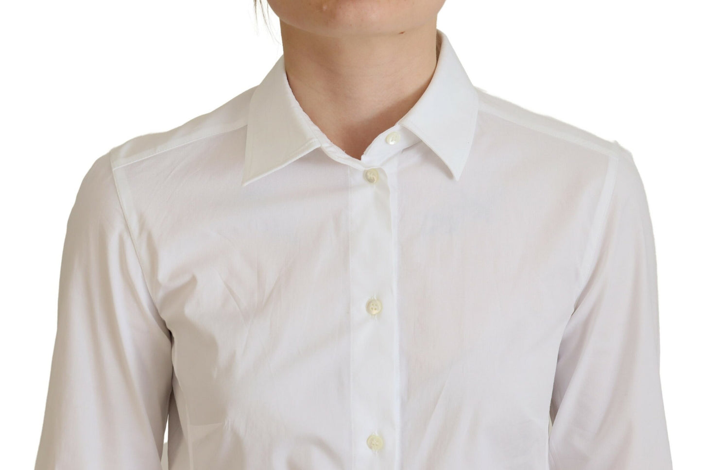 Dolce & Gabbana Elegant White Button-Up Cotton Top