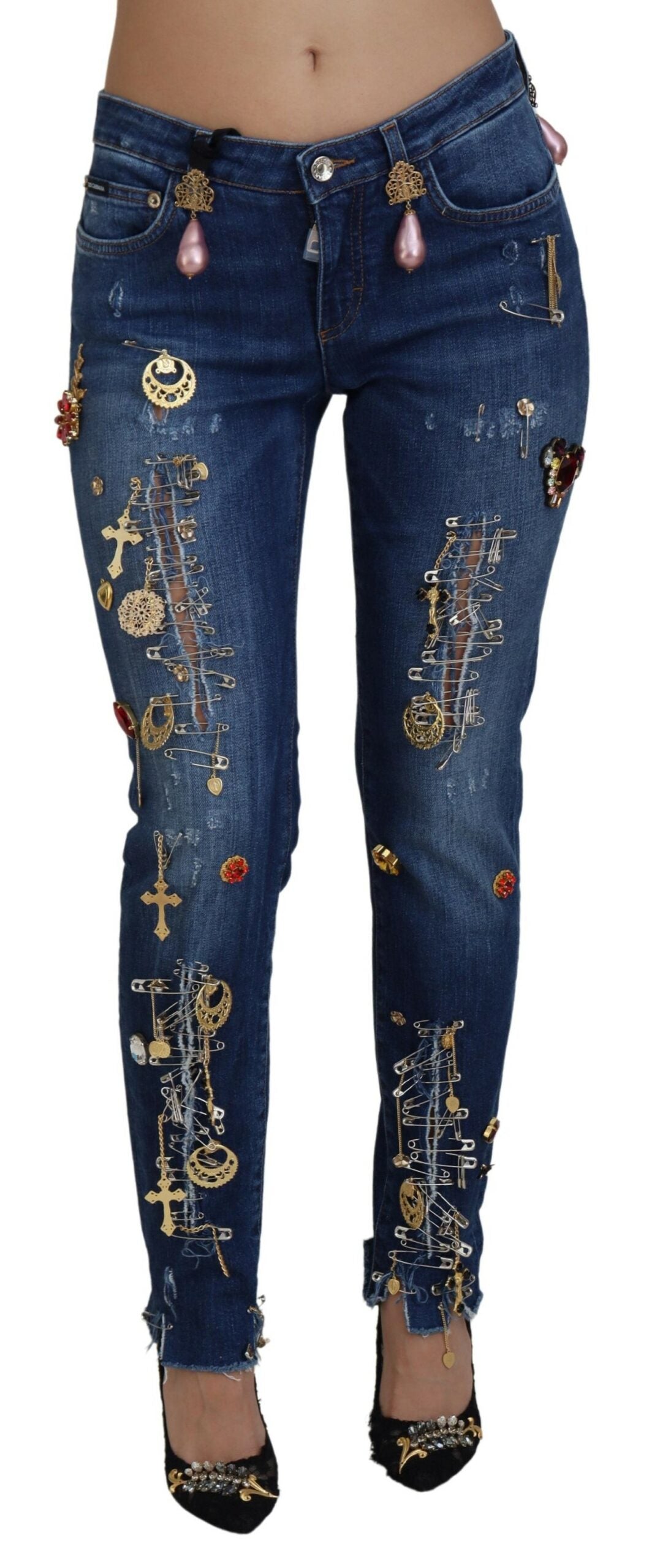 Dolce & Gabbana Crystal-Embellished Slim Fit Jeans