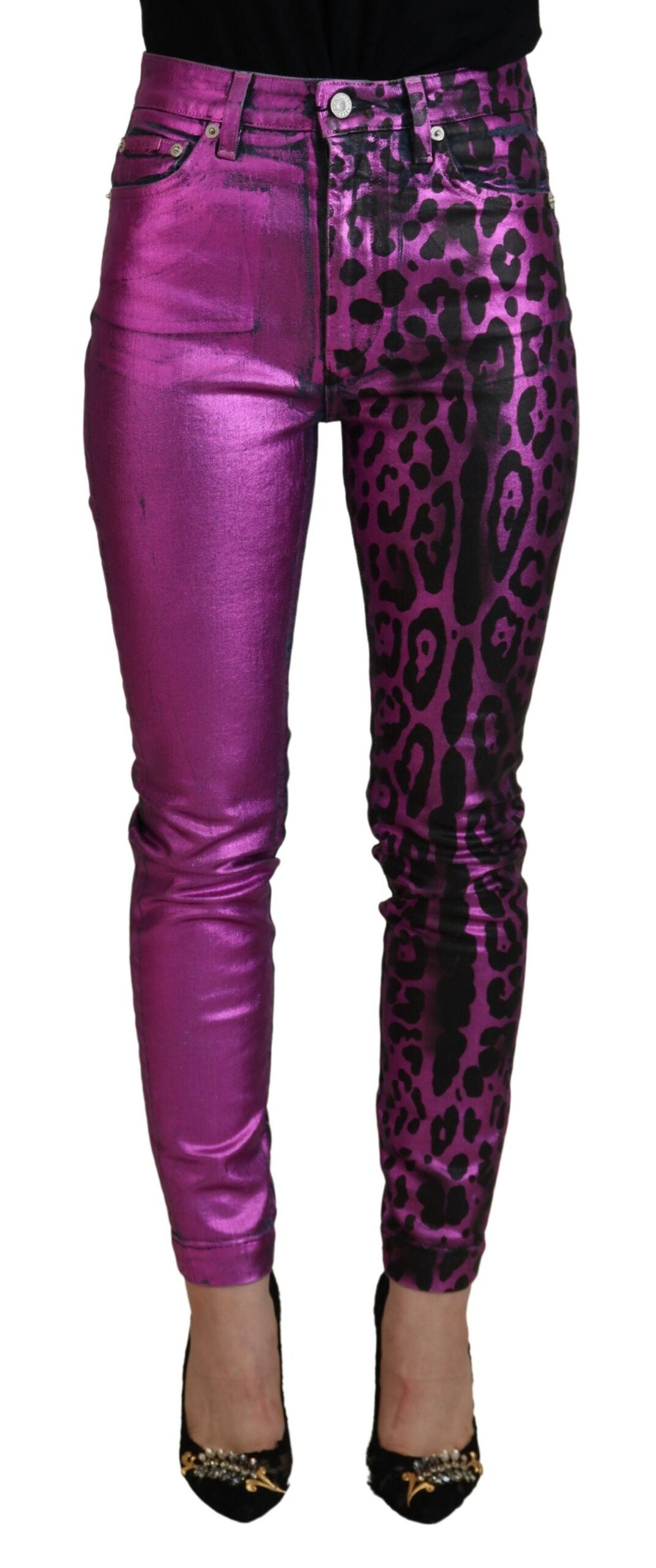 Dolce & Gabbana Elegant High Waist Slim Fit Purple Jeans