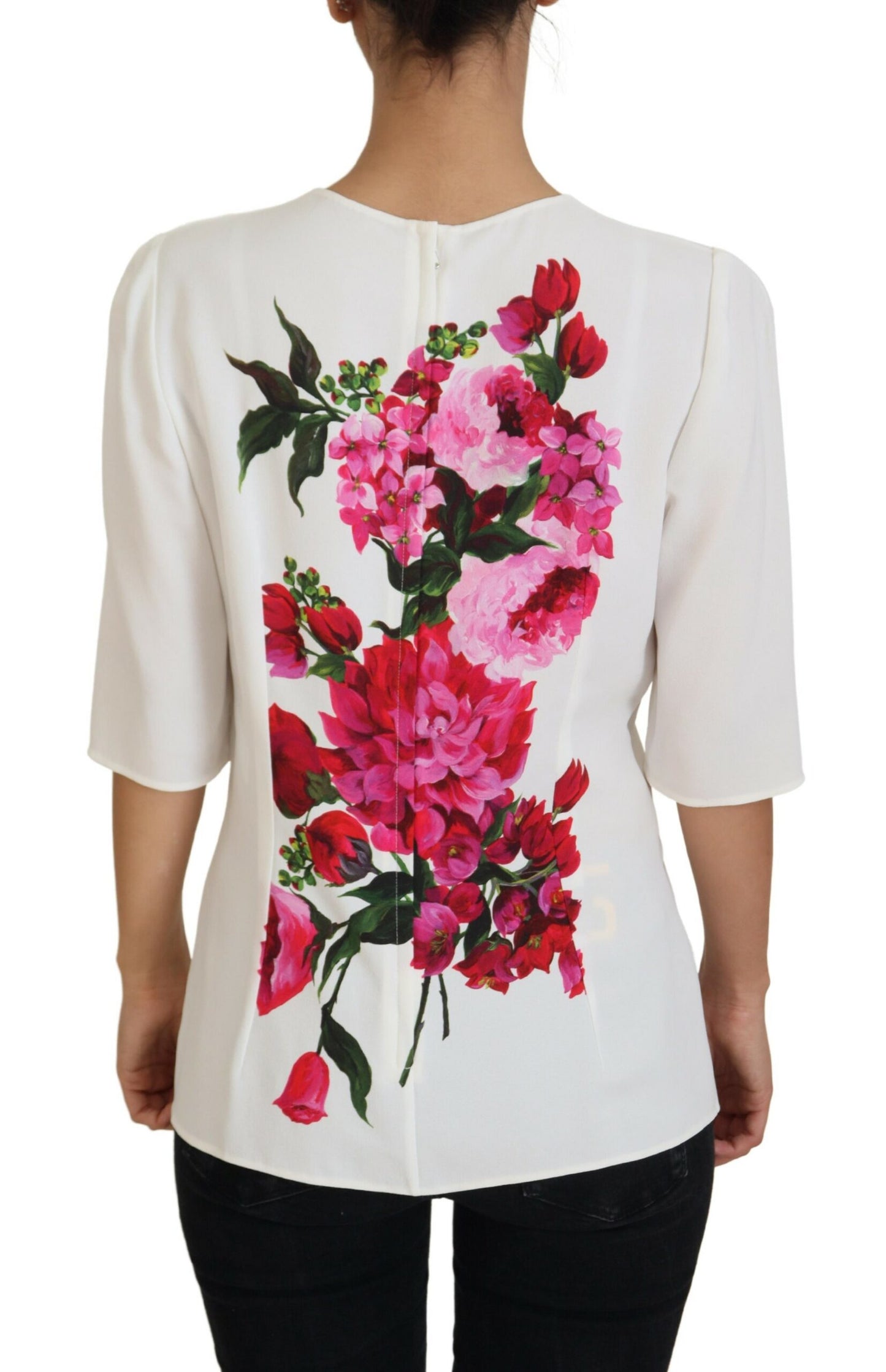 Dolce & Gabbana Elegant Floral Print Viscose Top Blouse