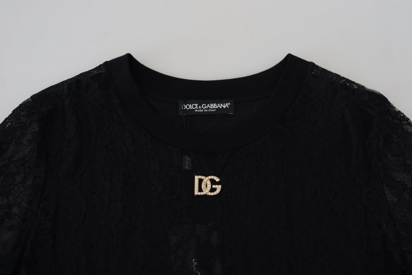 Dolce & Gabbana Elegant Black Lace Silk-Blend Top