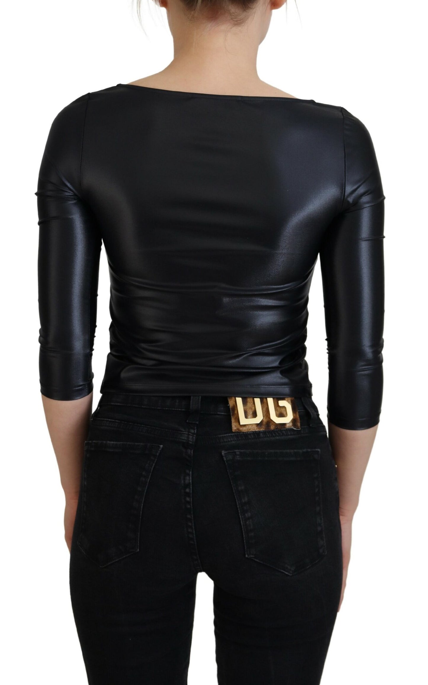 Dolce & Gabbana Elegant Black Logo Buckle Blouse