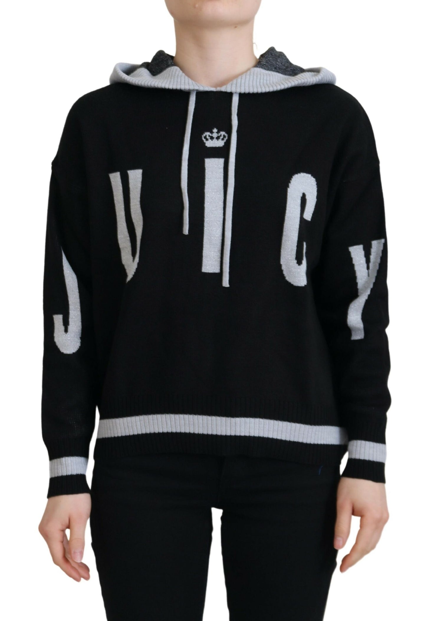 Juicy Couture Elegant Black Logo Pullover Sweater