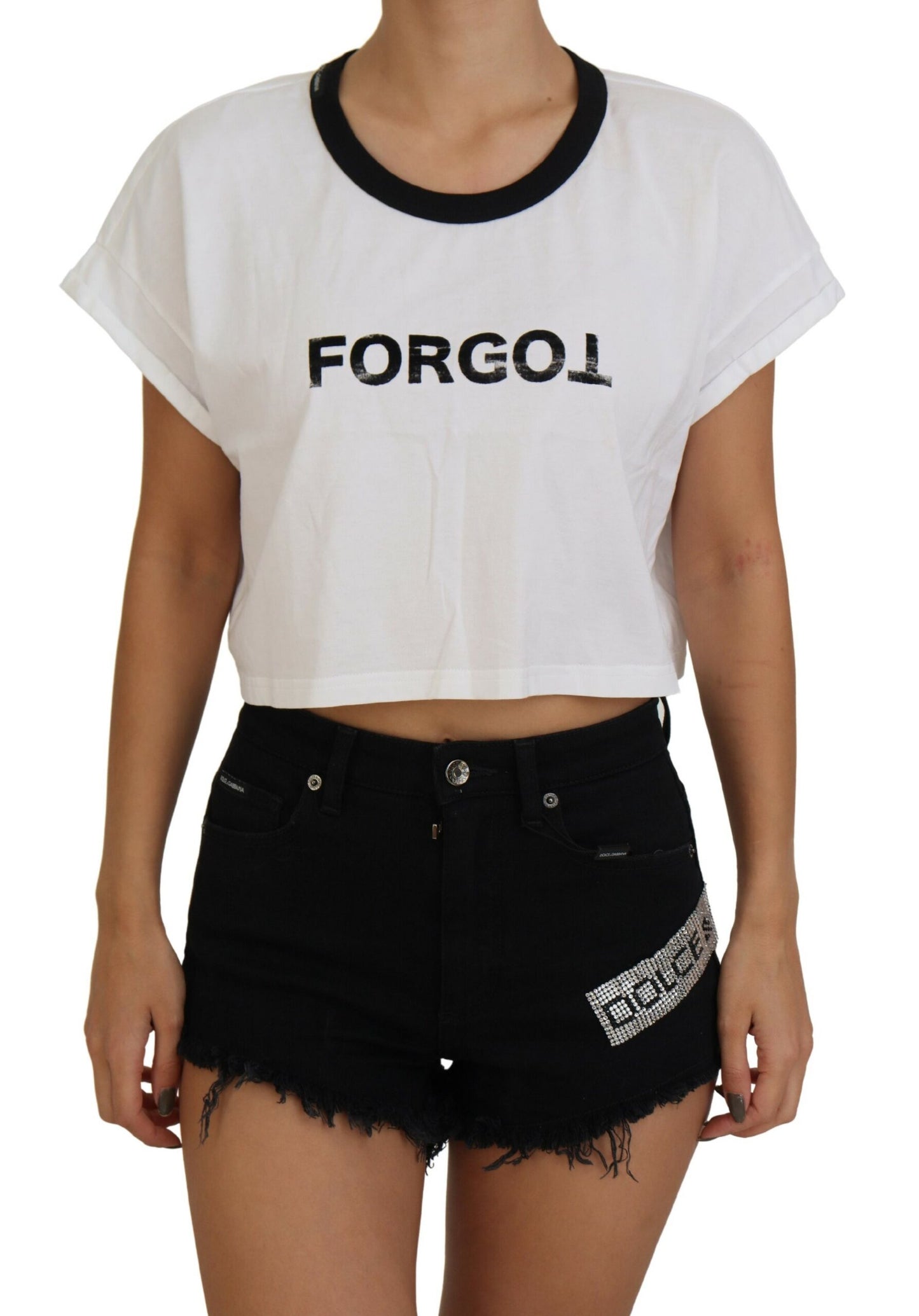 Dolce & Gabbana Chic White Cotton Crop Top Tee