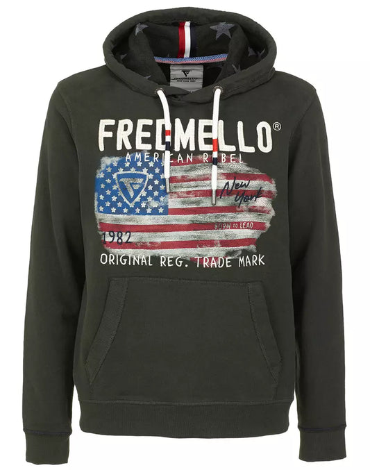 Fred Mello Dark Green Cotton Hooded Sweatshirt