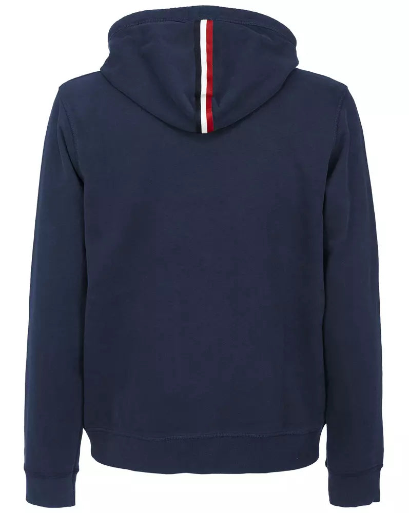 Fred Mello Chic Dark Blue Cotton Hooded Sweatshirt