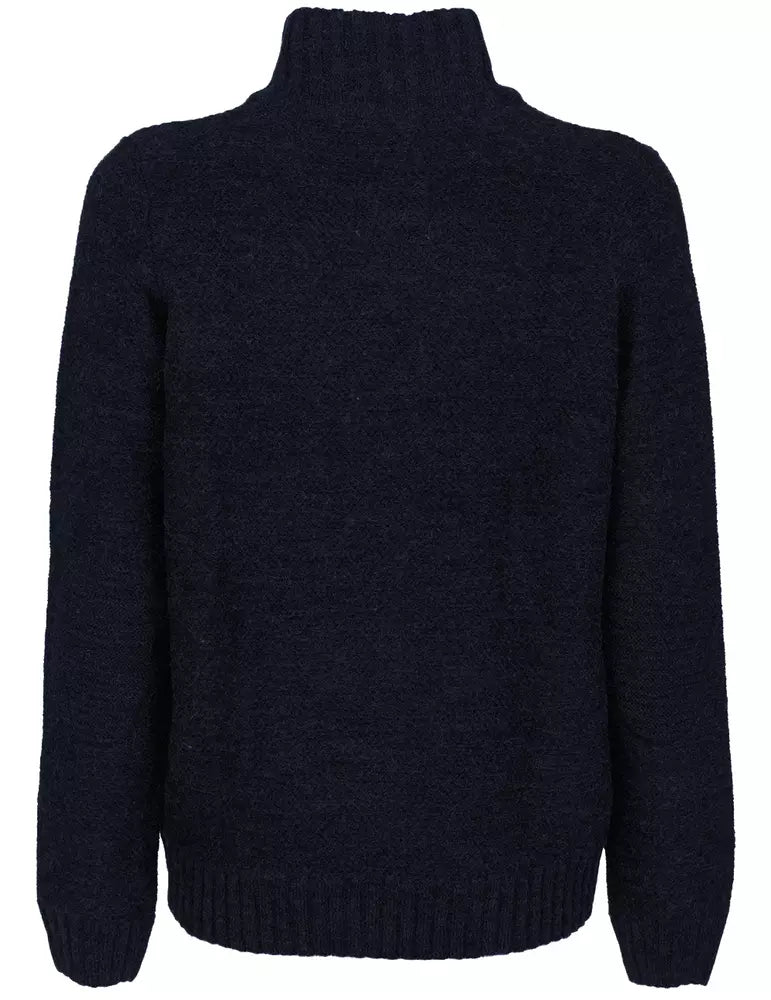 Fred Mello Chic Blue Acrylic Blend Sweater with Zip Detail