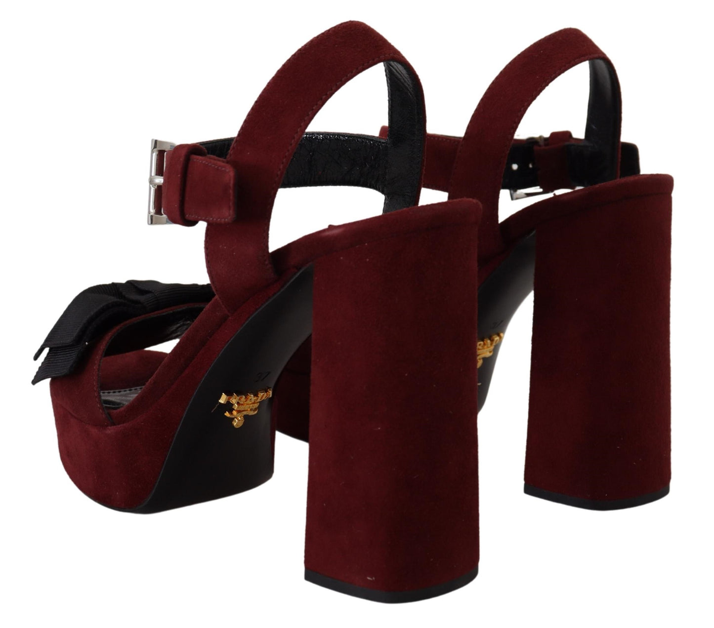 Prada Maroon Suede Ankle Strap Sandals Luxury Footwear