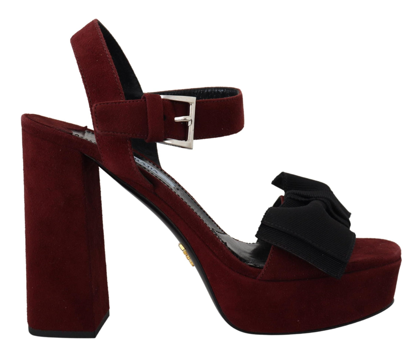 Prada Maroon Suede Ankle Strap Sandals Luxury Footwear