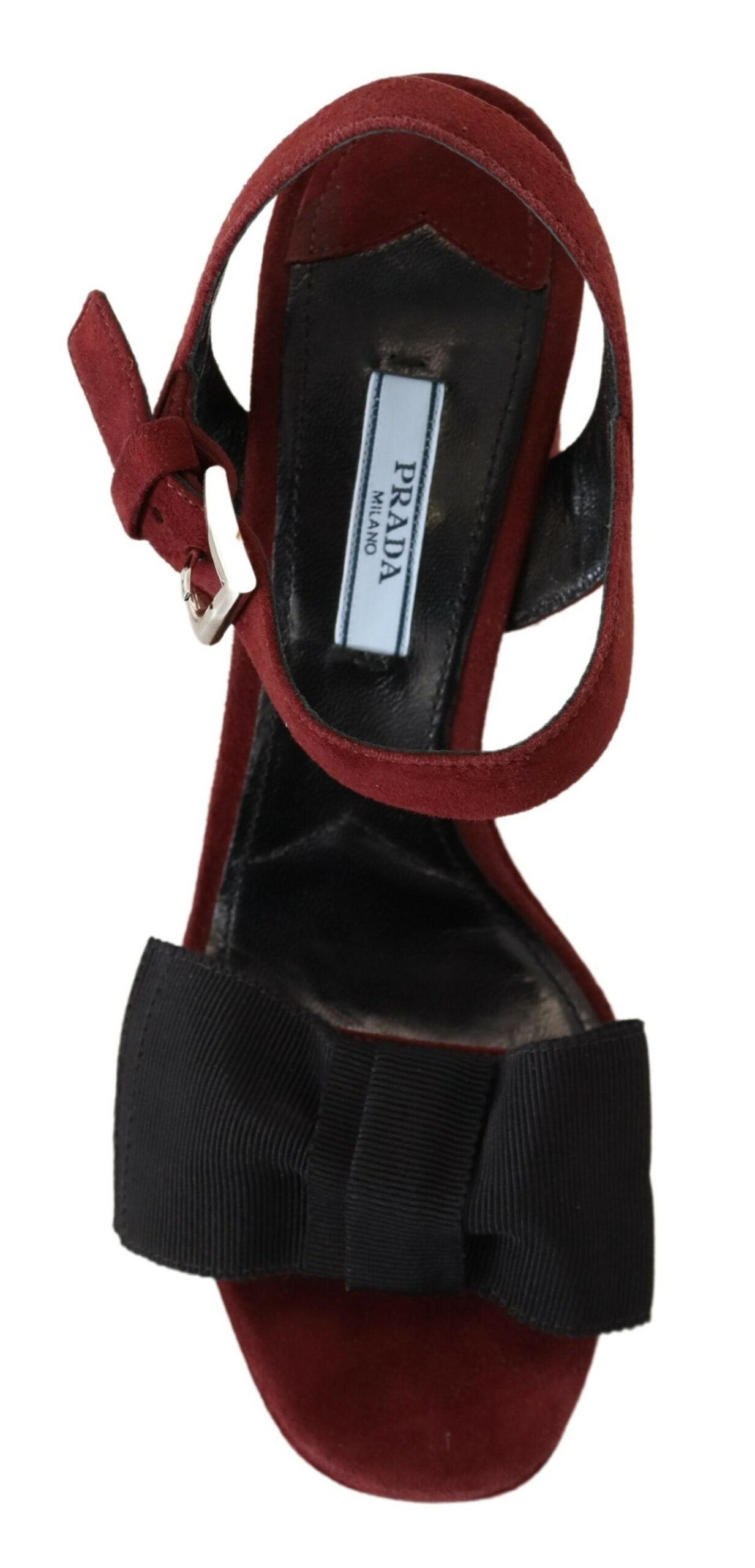 Prada Maroon Suede Ankle Strap Sandals Luxury Footwear