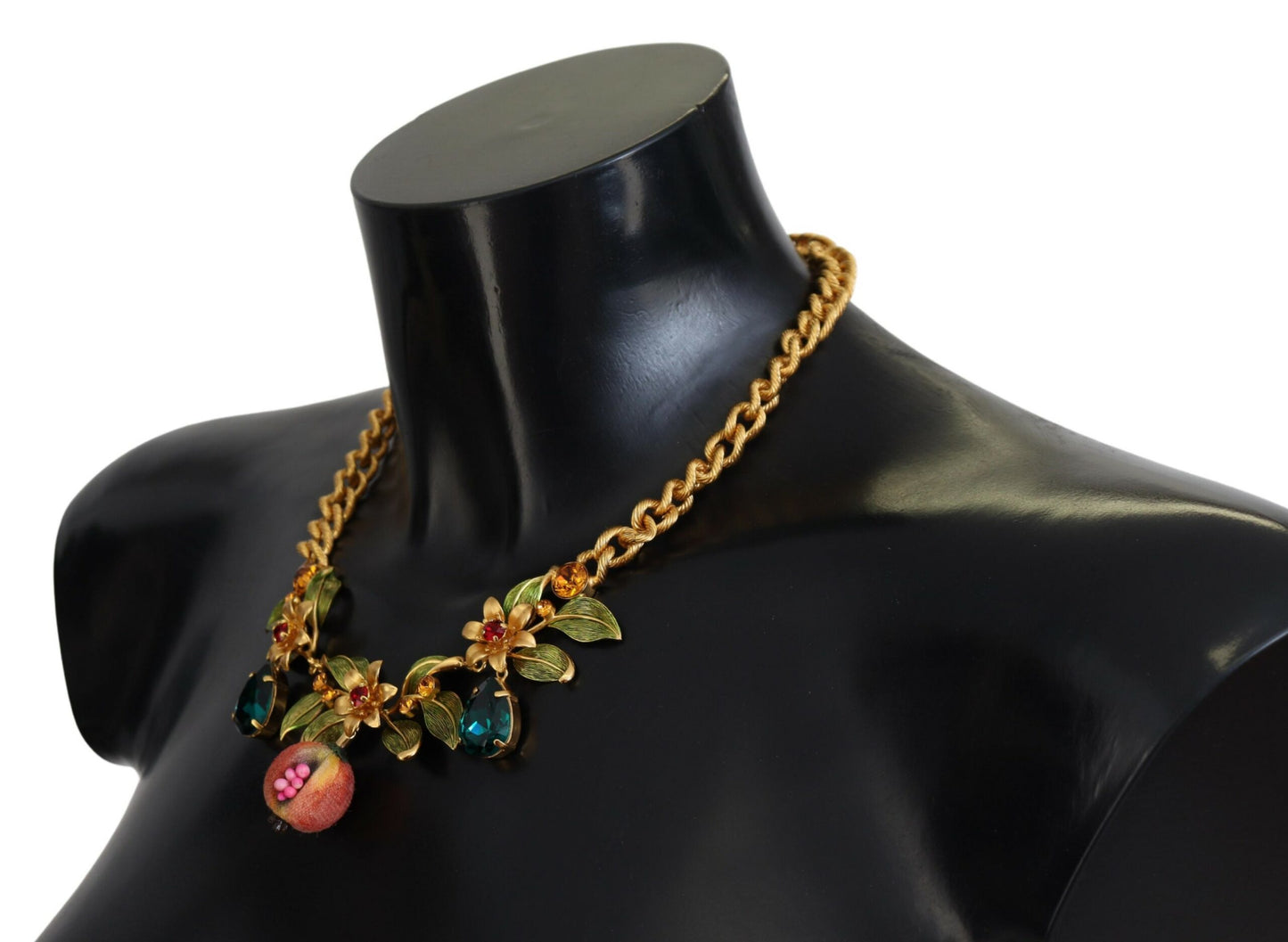 Dolce & Gabbana Elegant Floral Fruit Motif Gold Necklace