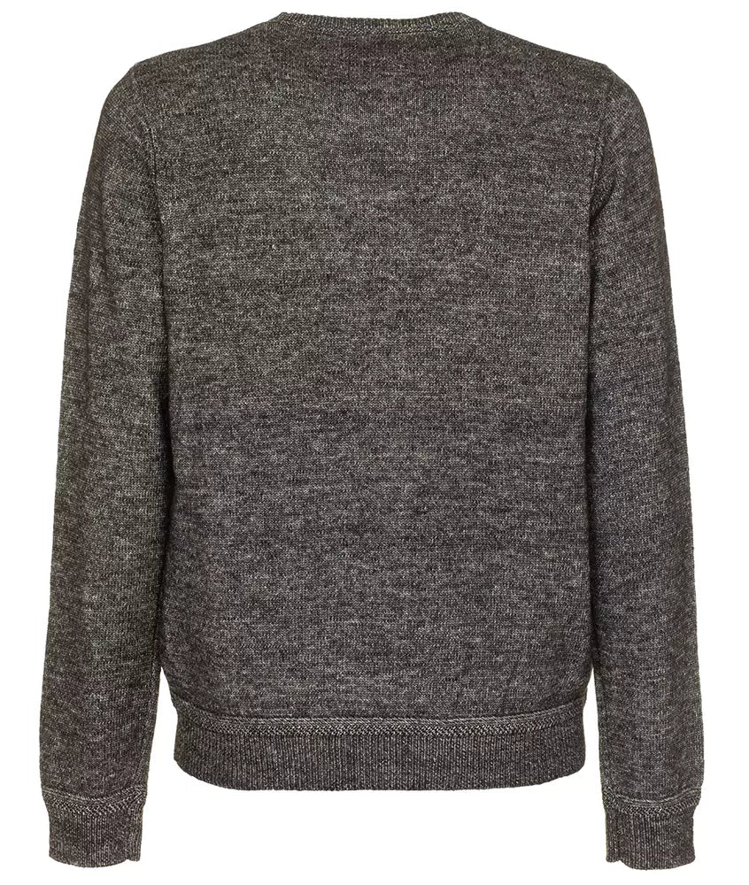 Fred Mello Anthracite Grey Crew Neck Cotton Blend Sweater