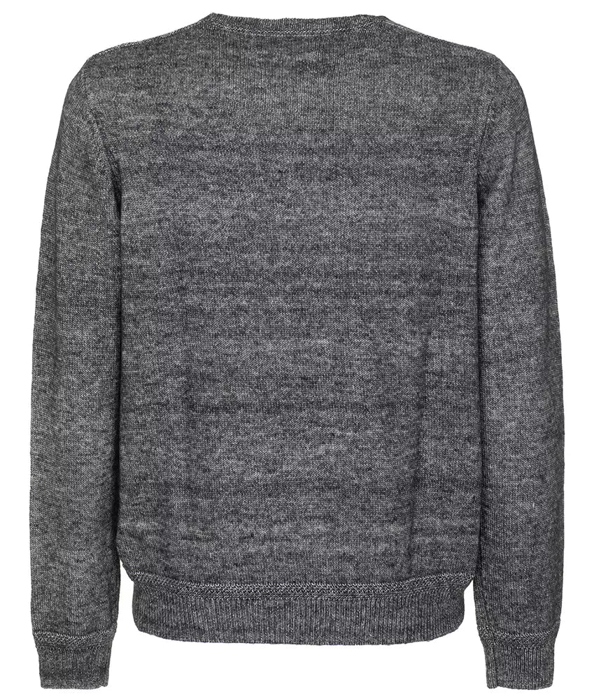 Fred Mello Melange Blue Crew Neck Cotton Blend Sweater