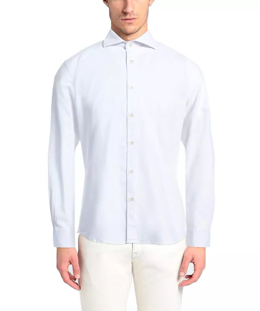 Yes Zee Elegant White Cotton Blend Dress Shirt