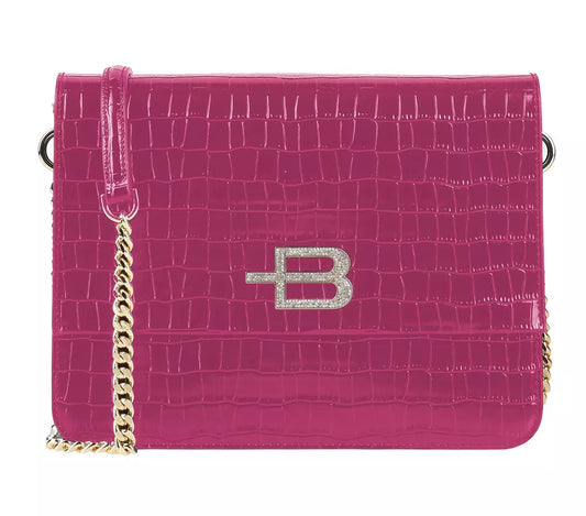 Baldinini Trend Chic Fuchsia Croco-Pattern Shoulder Bag