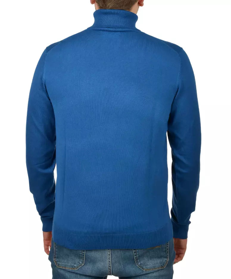 Yes Zee China Blue Viscose Turtleneck Sweater