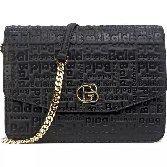 Baldinini Elegant Black Leather Shoulder Bag with Logo Detailing