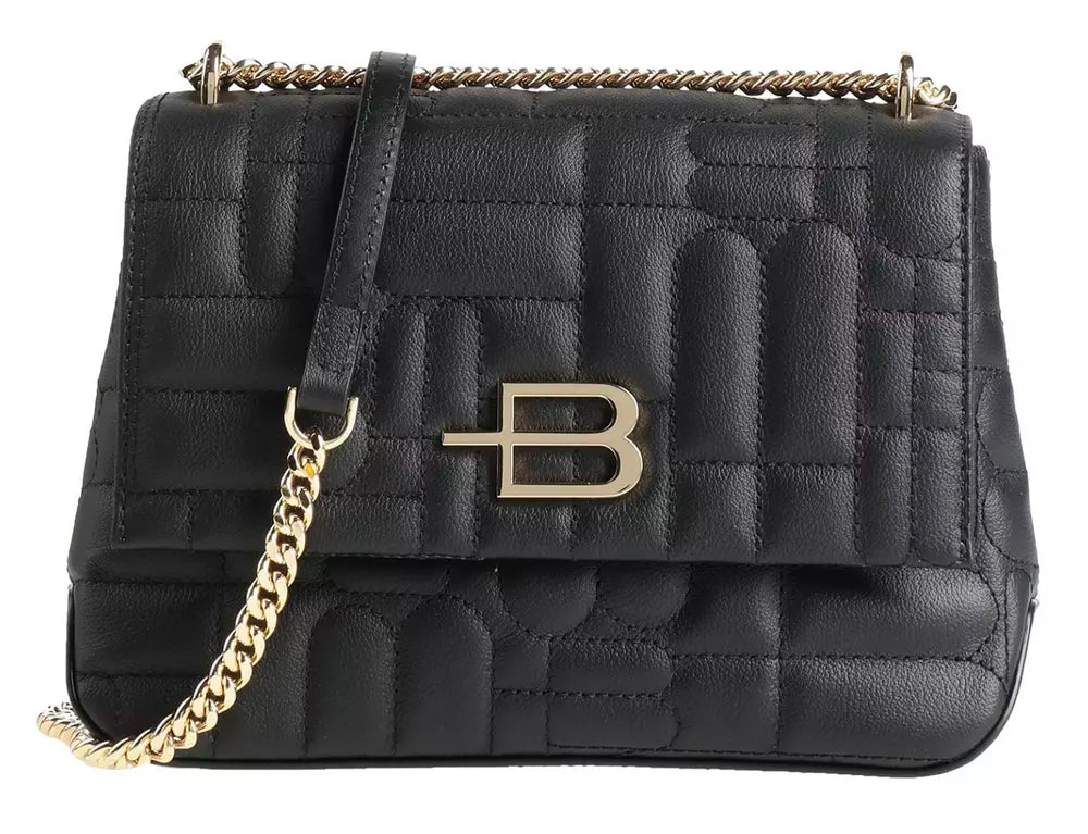 Baldinini Trend Chic Black Leather Shoulder Bag